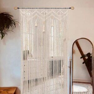 Boho Macrame Window Curtain Panel 100% Cotton  52”x72”